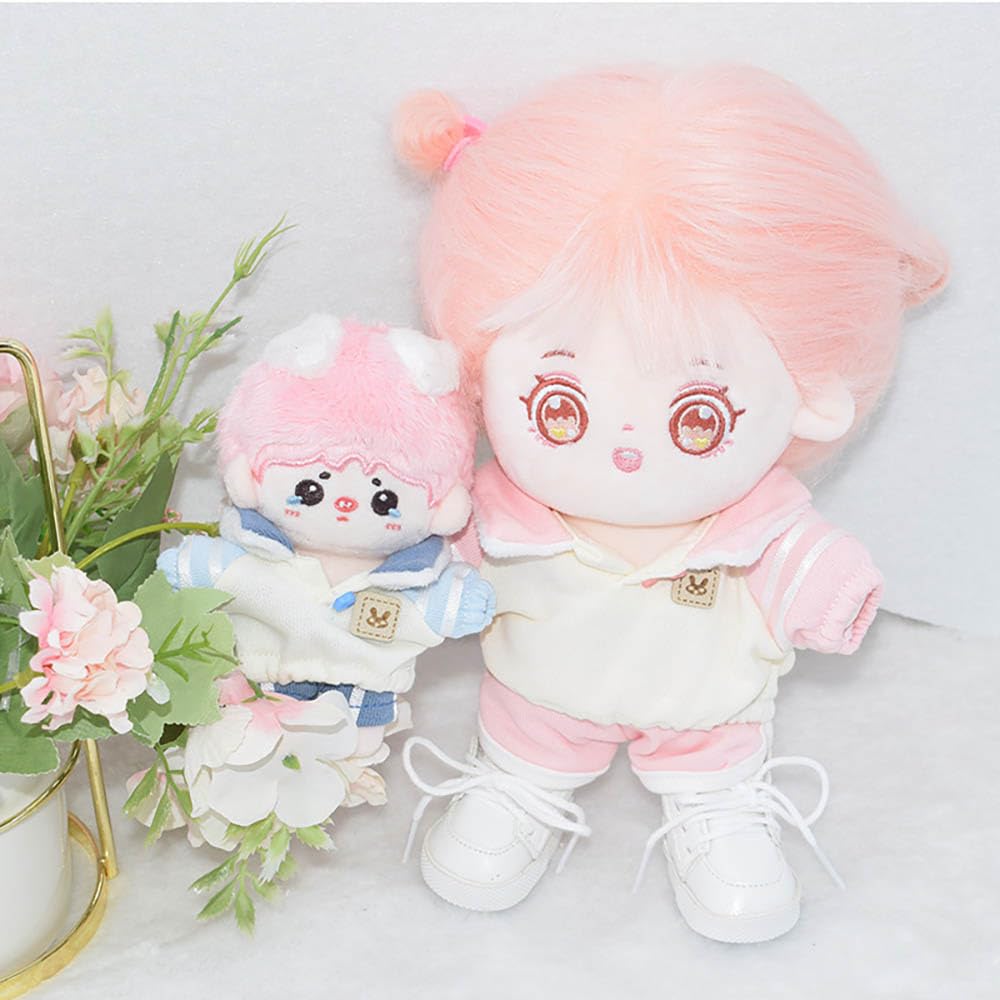 niannyyhouse 10cm20cm Plush Clothes, Turn-Down Sweater, Pants, Cotton Doll, Accessories, Dress-Up (Blue, 10cm)