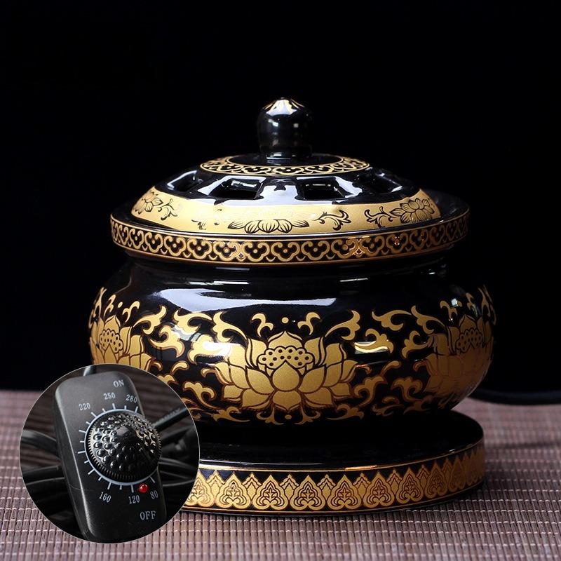 

Электронный аромадиффузор Lotus с таймером и регулировкой температуры, электронная керамическая энергосберегающая безопасная горелка для благовоний из агарового дерева