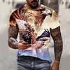 2025 Harajuku Men's T-shirt Hip Hop Trend Street Round Neck Short Sleeve Loose Top Fun 3D Animal Eagle Print T-shirt