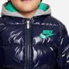 Nike Daunenfüllung Markenlogo-Print Glänzende Daunenjacke mit Kapuze Kinder Oberbekleidung Marineblau DB7075-451