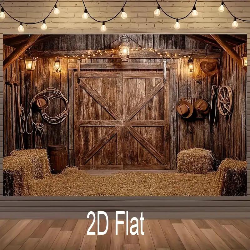 1Pcs Western Ranch Barn Wall Decoration Background Winter Backdrop Decorations For Photo Studio Photo Booth Christams Party