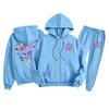Children's Fashion  Long Sleeve Zipper Hooded Sweatshirt Sweatpants Solid Color Pocket Sweatshirt Set