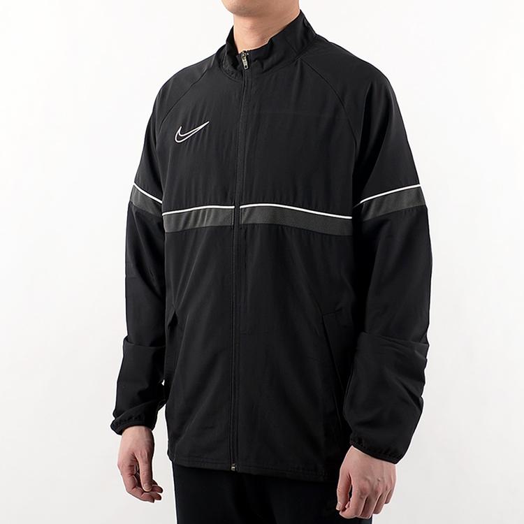 Nike Dri-FIT Academy Soccer Training Drilled Collar Windbreaker Jacket Men Outerwear Black CW6118-014