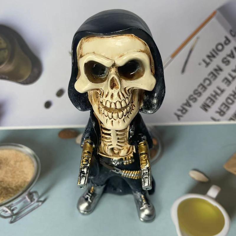 Skeleton Mechanical Harvester Statue Halloween Resin Decoration Gift Holiday