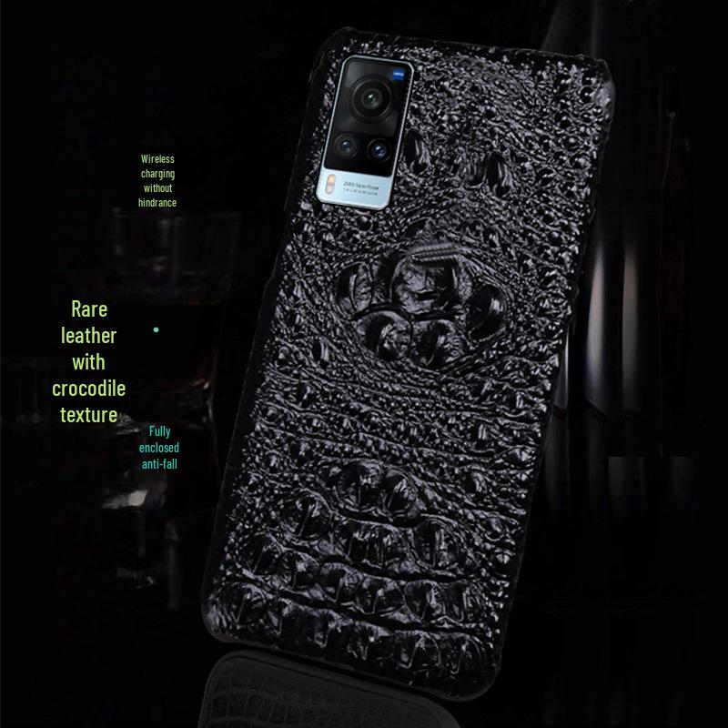 Genuine leather crocodile skull phone case for Vivo X90 Pro, X80, X60 Pro+.
