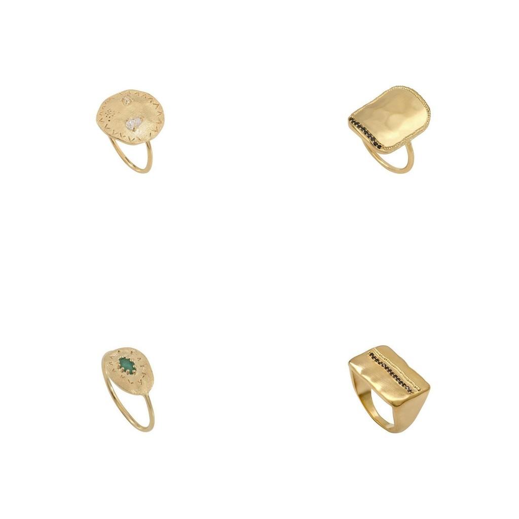 Stunning Vintage Gold Geometric Zircon Inlay Ring For Women Perfect For Stacking And Fashionable Everyday Wear