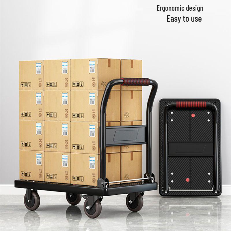 Compact Four-Wheeled Folding Trolley: Silent Portable Hand Truck for Cargo