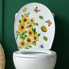 Sonnenblumen-Schmetterlings-Toilettenaufkleber, abnehmbarer, selbstklebender, wasserdichter PVC-Wohnzimmer-Wandkunst-Badezimmer-Toilettendeckel-Dekorationsaufkleber