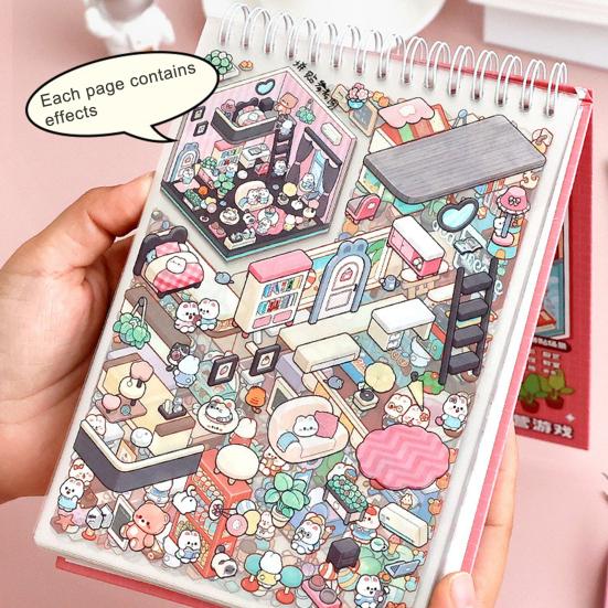 Miniature Scene Collection Book Vibrant Color Miniature Scene Book with Tweezers 3D Sticker
