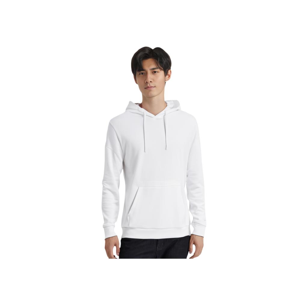 Felpa con cappuccio tinta unita serie Fitness Felpa sportiva da uomo Felpa Standard-Bianco AWDT987-2