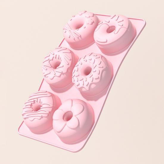6-Cavities Silicone Donut Mold Easy Release Food Grade DIY Round Doughnut Cake Chocolate Baking Mold Kitchen Supplies