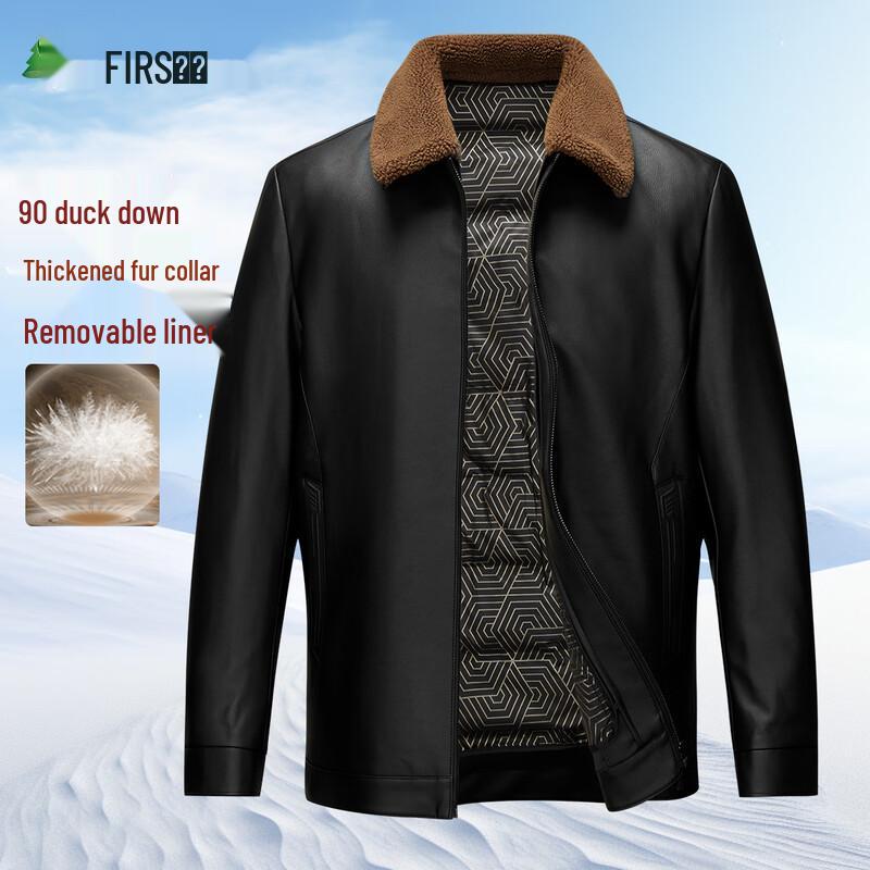 

FIRS Men s Business Casual Down Jacket with Removable Fur Collar XL