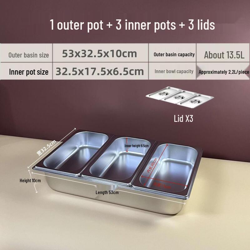 Zhebu Stainless Steel Divided Food Tray