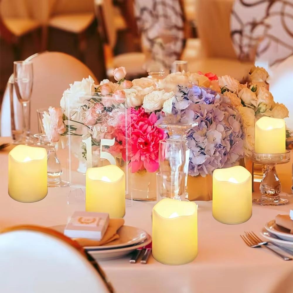 Flickering LED Ivory Electronic Candle, Flameless Tealight Candle,Battery Operated LED Tealight Candle, Ideal for Weddings, Ta