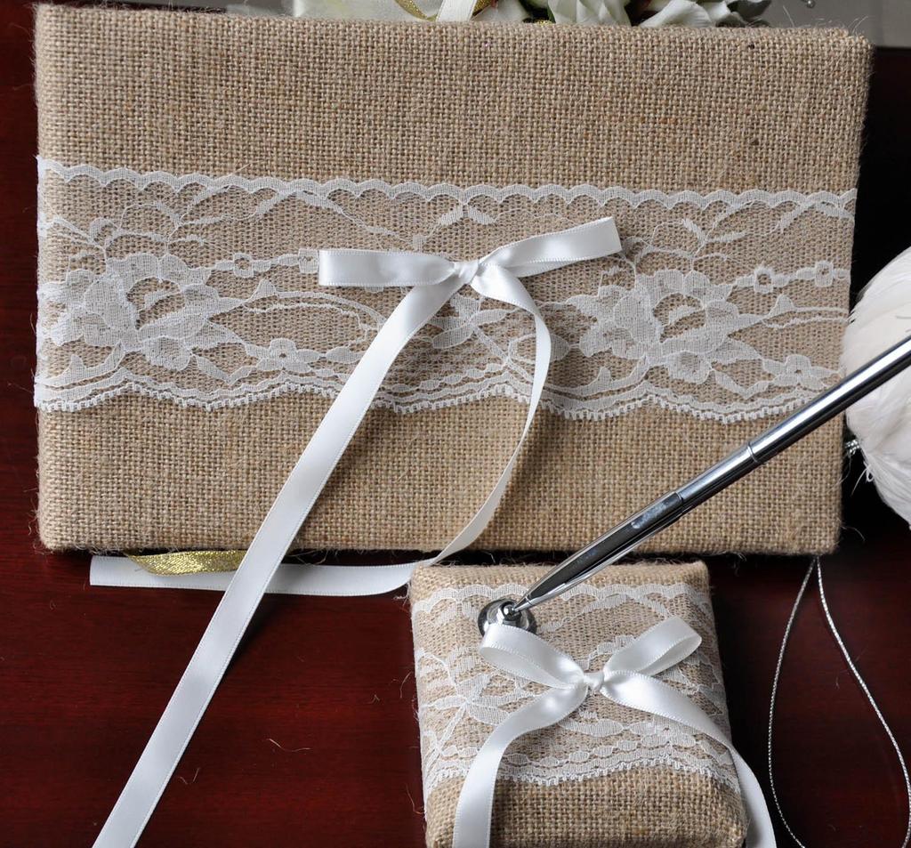 European & American Burlap Bride Ring Pillow Set for Weddings