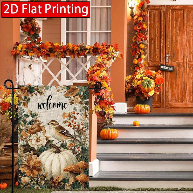 2D Flat, 2D Flat Autumn Thanksgiving Sparrow Bird Thanksgiving Garden Flag_3 (1)- Outdoor Garden Flag Double-sided Home Decoration Courtyard Decoratio