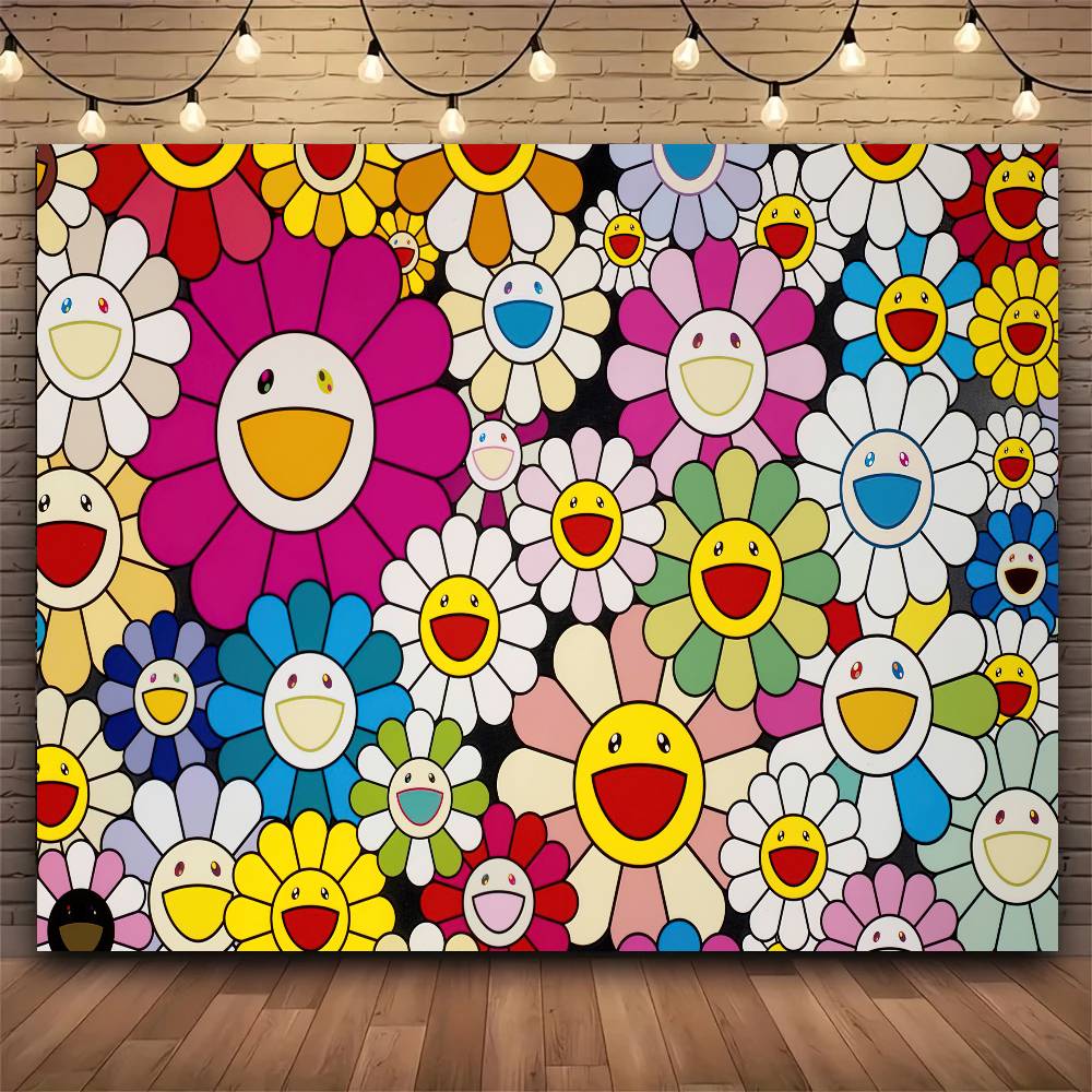 Art MMurakamiES Flower TTakashi Tapestry Print Large Tapestry Wall Hanging Wall Tapestry Decor Living Room Bedroom Home 74x94cm(29x37in)
