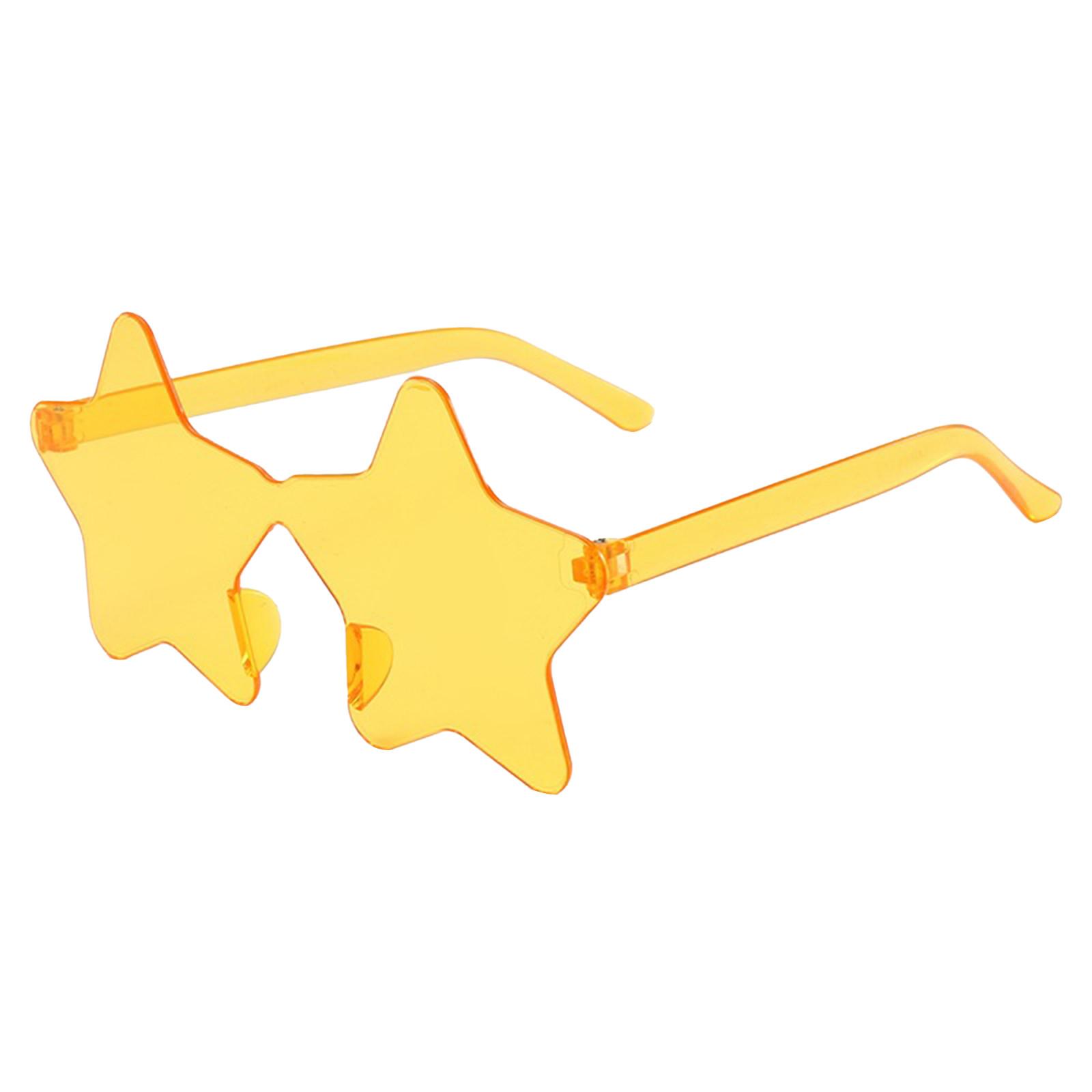 

Солнцезащитные очки без оправы в форме звезды, прозрачные солнцезащитные очки ярких цветов для вечеринок для девочек, мальчиков, женщин One Size оранжевый