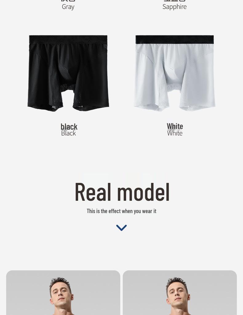 Men's Anti-Friction Sports Boxer Briefs, Extended Leg, Antibacterial, Large Size