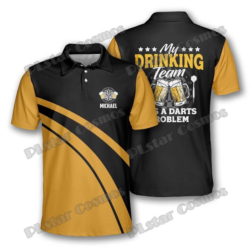 Green Blue Sports Style Personalized Darts 3D Printed Fashion Polo Shirts