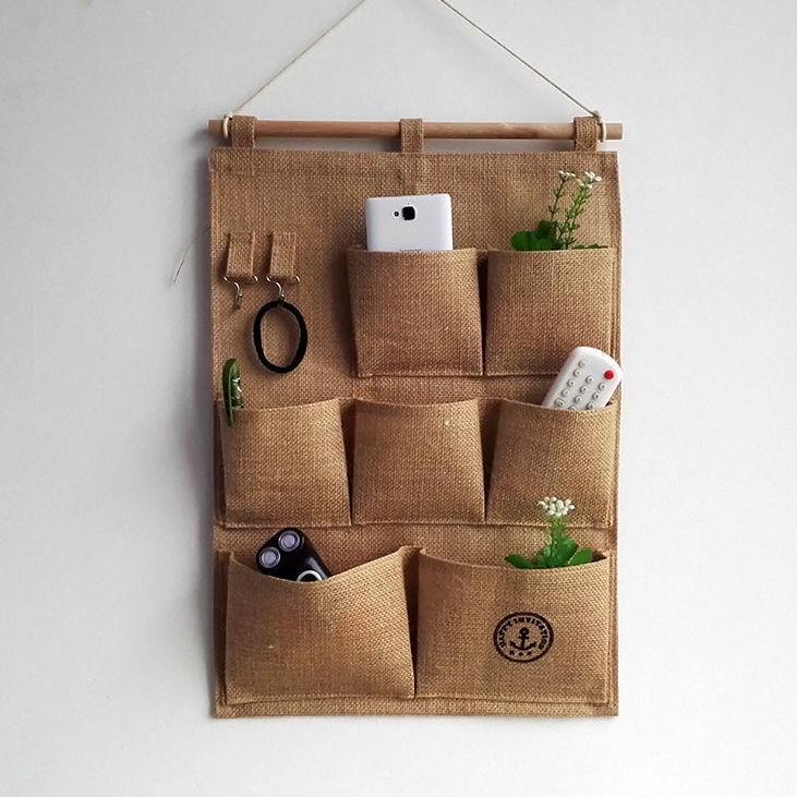 Multi-layer Fabric Hanging Storage Bag for Dormitory and Wardrobe Door, Wall-Mounted Phone Organizer
