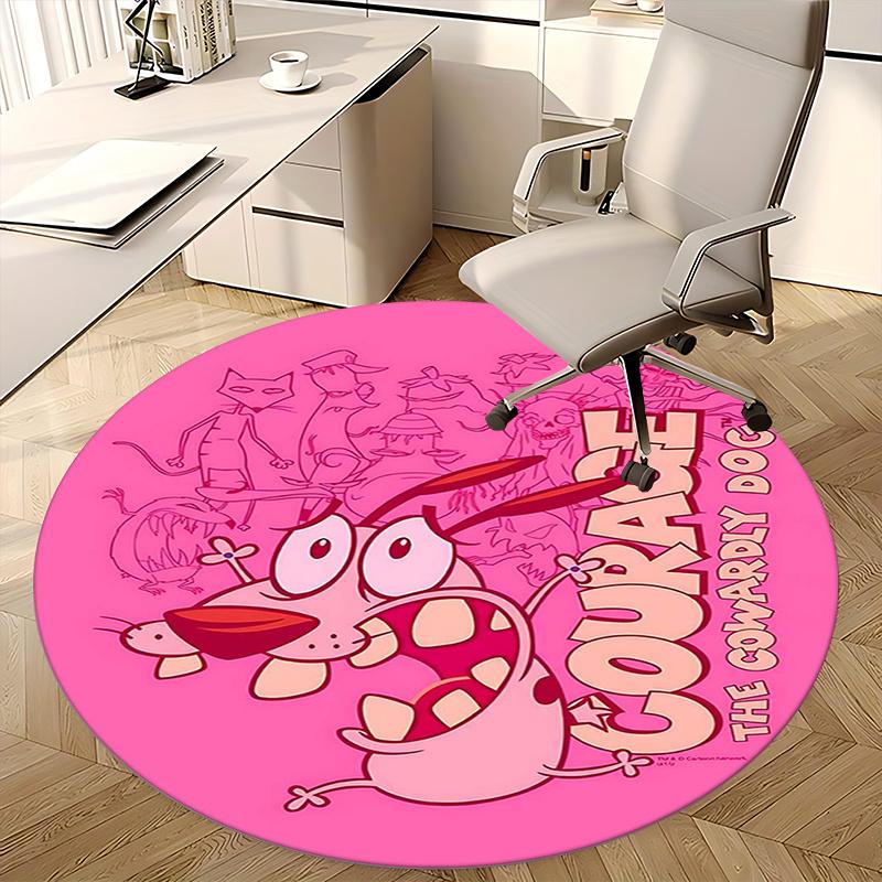courageous dog, Chair mat Round Rug Office carpet, Non slip, Suitable for Living Rooms, Bedrooms decor.1205168a