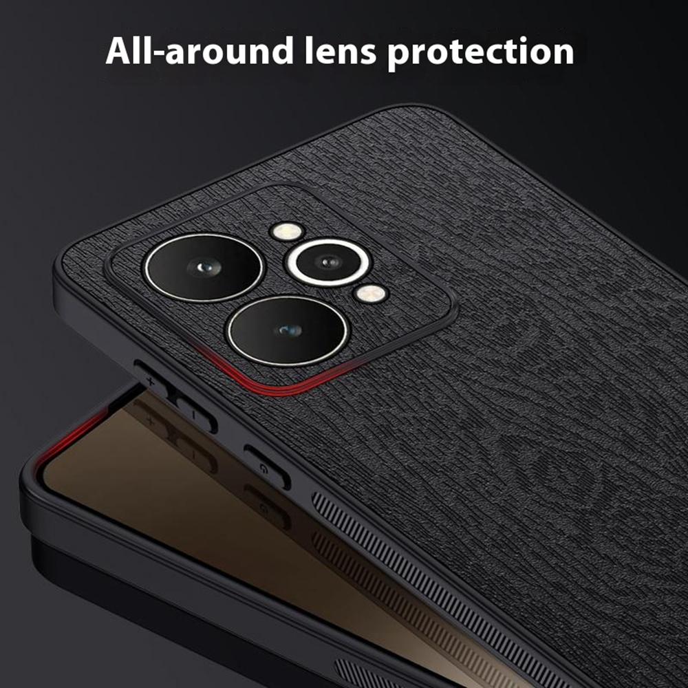 For Realme 15 Pro 5G Case Wood Texture PU Leather Coated PC TPU Phone Cover