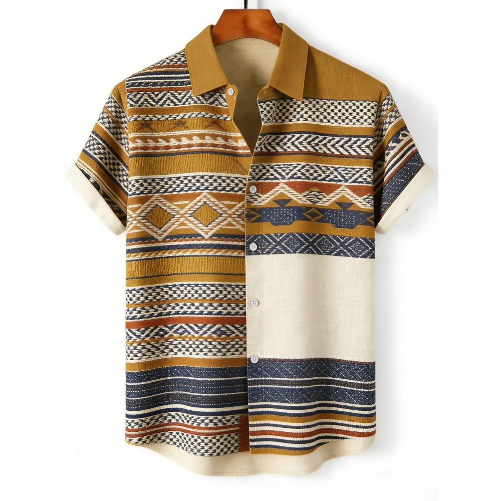 

Summer Outdoor Streetwear Men s Fashion Shirts Ethnic Patterns Printed Men s Shirts Casual Daily Men s and Women s Shirt S