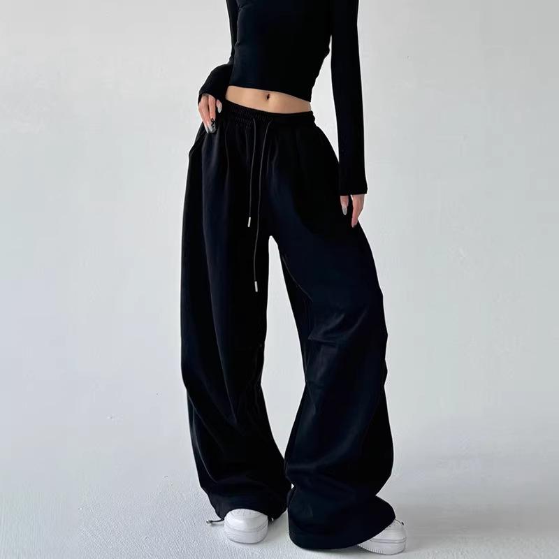 Women's High-Waist American-Style Grey Sweatpants, Cargo Wide Leg, Spring/Autumn 2025 Collection