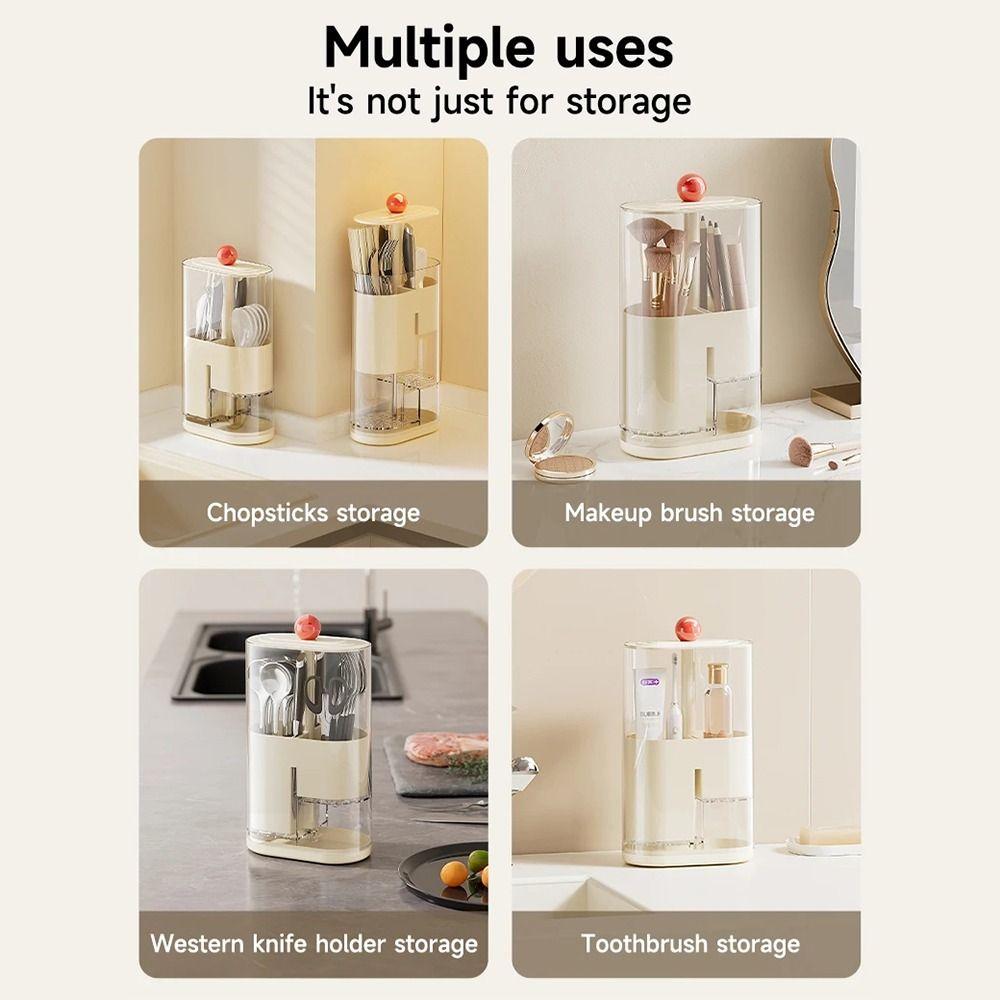 Household Automatic Lifting Holder Transparent Kitchen Storage Rack Chopstick Storage Box  Bathroom