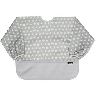 Pli? Color Matching Waterproof Long-sleeved Bib, 10 Gray White Stars, 1 Piece, 1 Piece