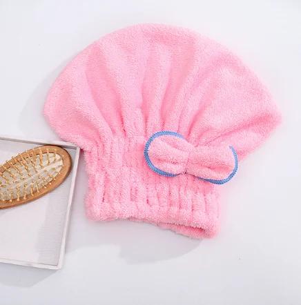 

Микрофибра Быстросохнущее Полотенце для Волос Спа Полотенце-Тюрбан с Бантом Шапочка Аксессуары для Ванной Комнаты Шапочки для Женщин Дизайнерская Шапочка для Душа розовый