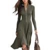 European And American Women'S Clothing, Solid Color, Zipper Pocket, Long Sleeve Waist, Dress, Long Dress.