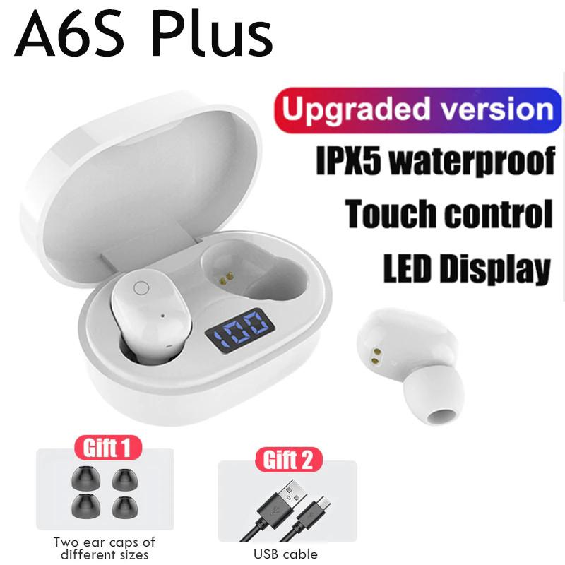 A6S Plus Wireless Bluetooth Headsets Earphones Stereo Headphones Sport Noise Cancelling  Earbuds For All Smart Phone
