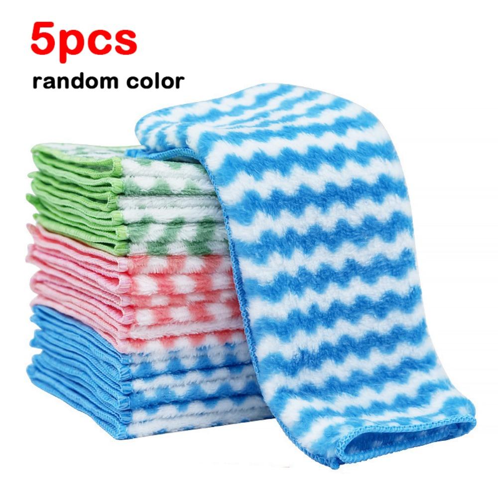 5/10/20Pcs High Absorbent Kitchen Dishwashing Cloths Thickened Scouring Cloth Pot And Bowl Cleaning 5pcs random color