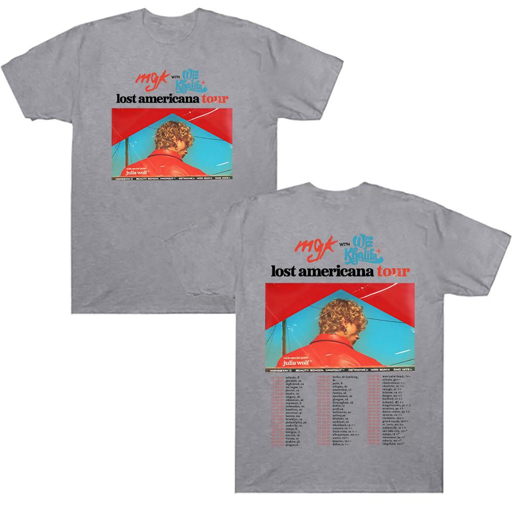 Rapper MGK Lost Tour 2025 2026 Ανδρικά T-Shirts Στρογγυλή Λαιμόκοψη Βαμβακερά Ρούχα Unisex Καινούργια Μπλουζάκια Κοντομάνικα Καλοκαιρινά Αναπνέοντα Streetwear