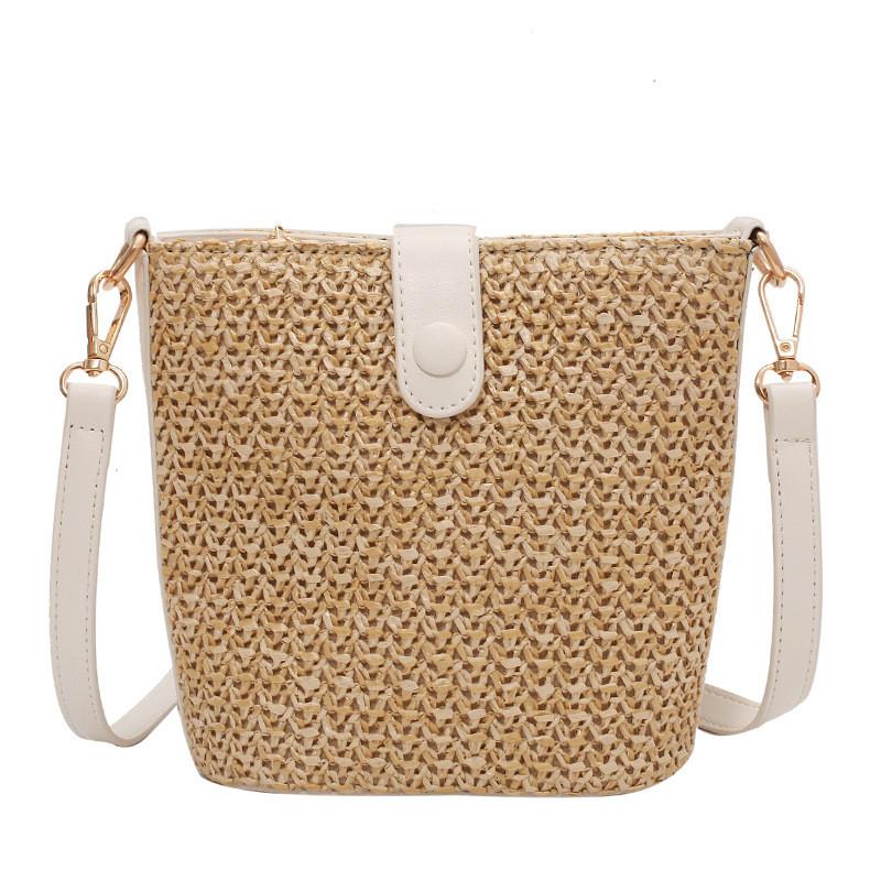 Minimal kontrastierendes Farbdesign Damen Lässige Grasgewebte Tasche für Damen Mit Nahtdetails Und Täglichem Gebrauch