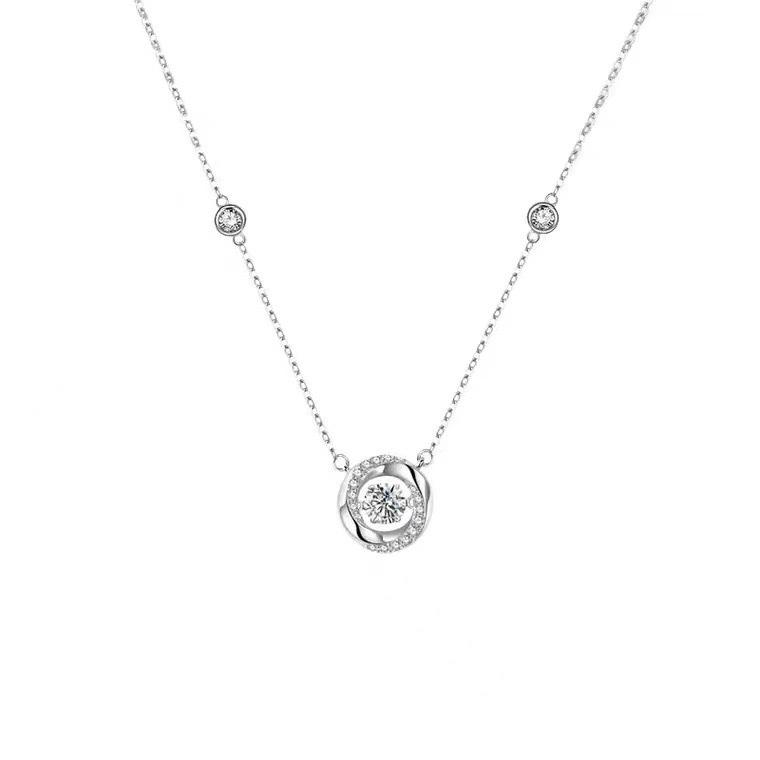 S925 pure silver three-second heart sterling silver necklace pendant niche high-end design flash diamond collarbone chain for girlfriend gift