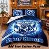 Canterbury-Bankstown Bulldogs Muster Bettwäsche 3-teiliges Set Benutzerdefinierter Name, Bettlaken und Kissenbezüge für Zuhause Schlafzimmer
