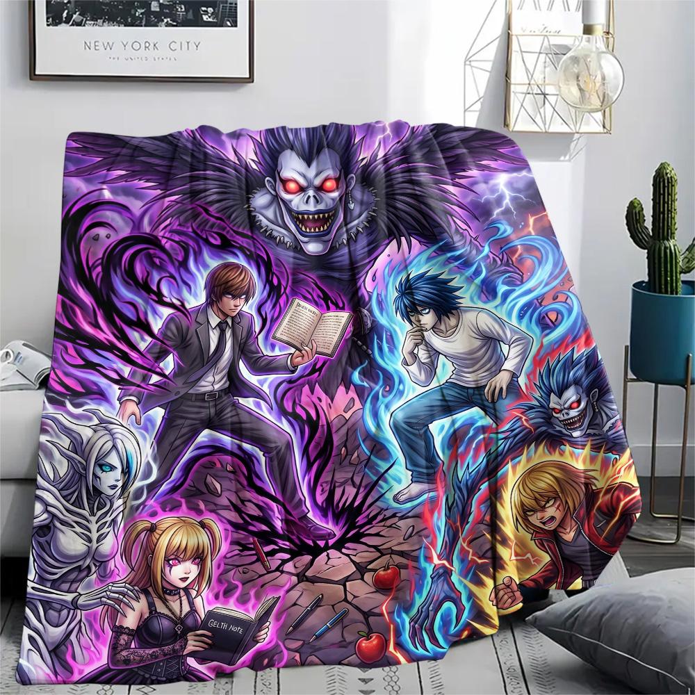 Death Note Print Flannel Blanket, Ultra Soft High Quality All Seasons Warm Throw, Home Decor Cozy Blanket, Perfect Christmas Gift