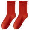 Women's Autumn/Winter Over-the-Knee Ruffle Socks - Boneless, Solid Color, Anti-Pilling, Postpartum-Friendly, Versatile Student Socks.