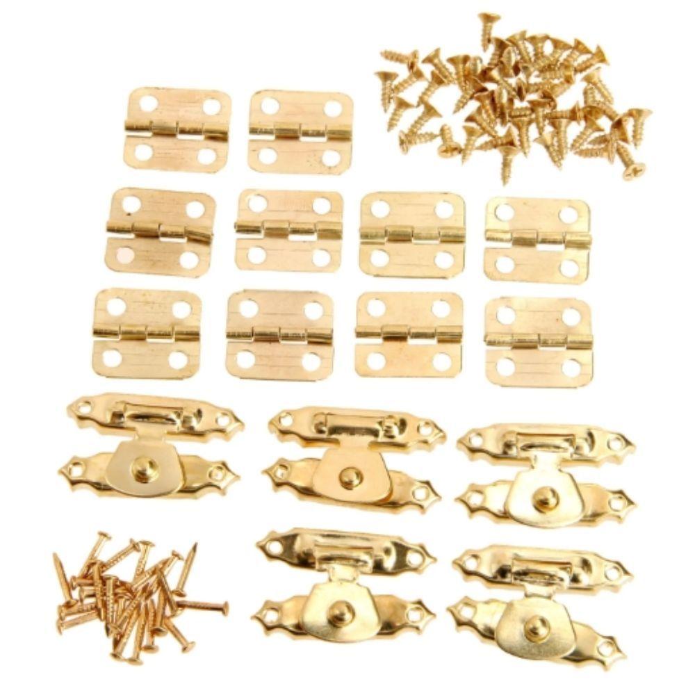 1set Vintage Bronze Hasp Hinge Screws Furniture Cabinet Hinges Mini Cabinet Hinge  Jewelry Box