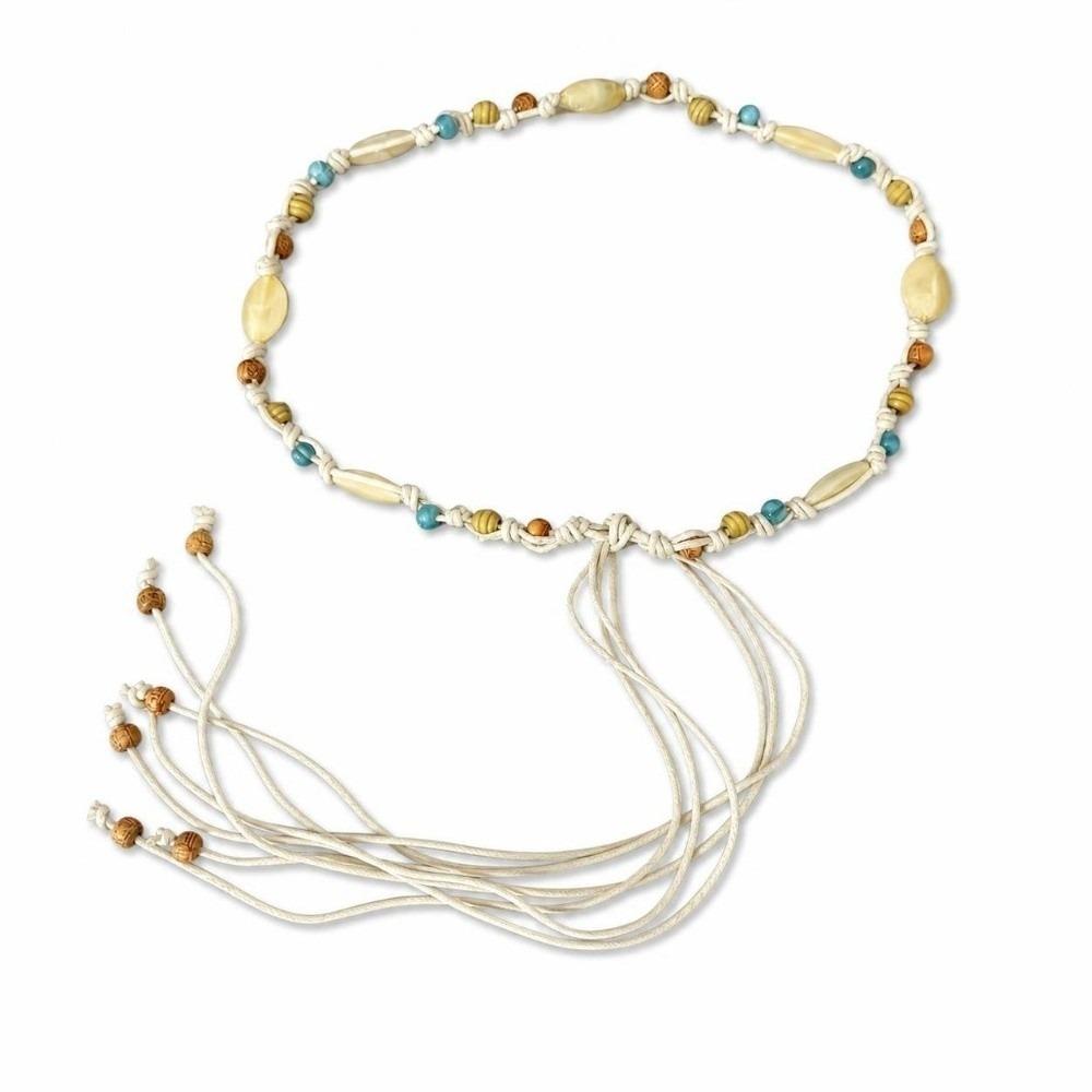 Dopamine Style Braided Beads Belt 170cm Dress Decoration Belt Elegant Ethnic Style Belts for Women