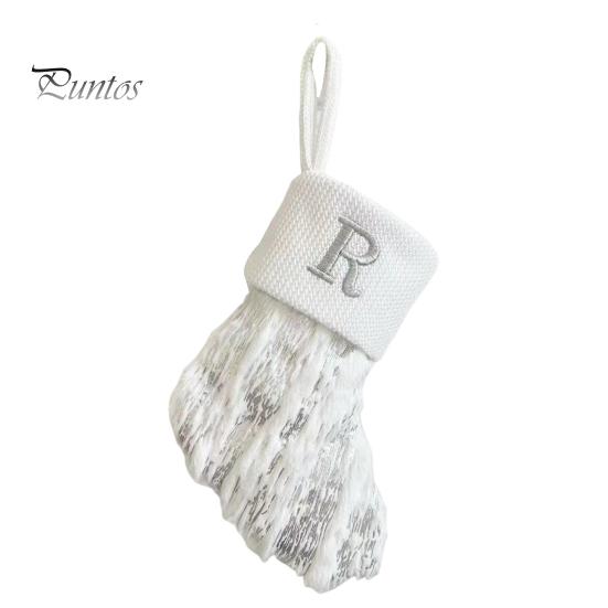 1ks vánoční bílá punčocha dopisní výšivka pletené ručně vyráběné opakovaně použitelné vánoční stromeček závěsný dárkový sáček punčochový přívěsek party sváteční dekorace