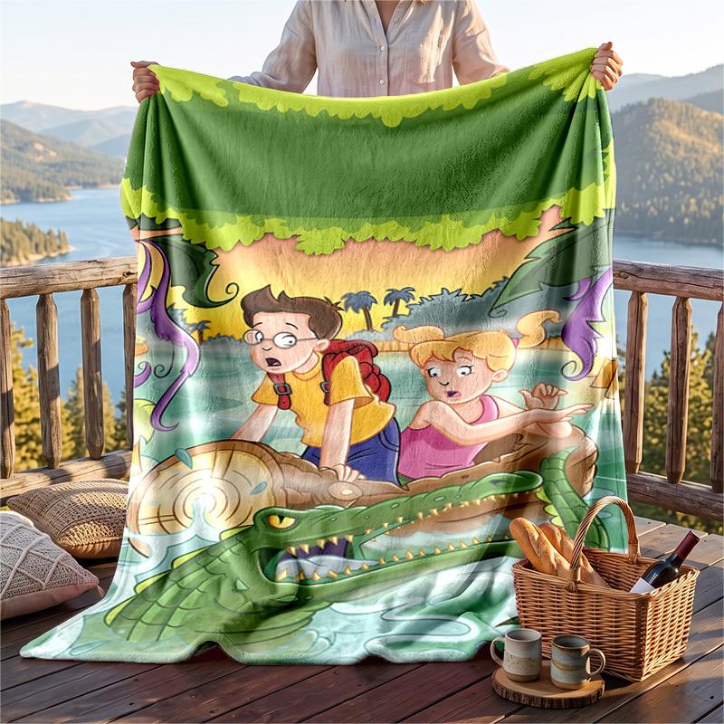 Warm Flannel Blanket The Magic Treehouse Pattern, Lightweight Comfortable Throw Blanket for Bed Sofa Use