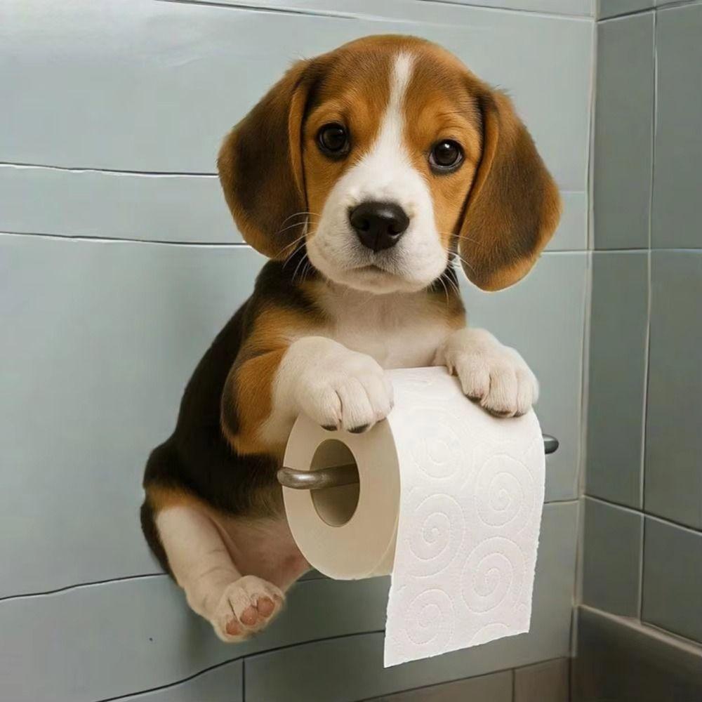 Decorative Dog Toilet Paper Holder 3D Dog Shape Hanging Paper Towel Stand  Kitchen