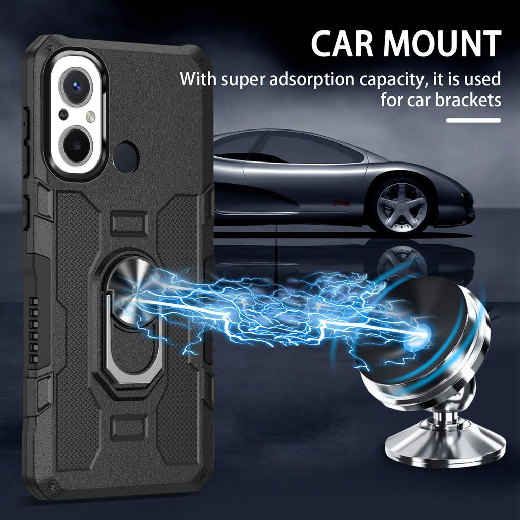 For Xiaomi Redmi 12C 4G PC+TPU Anti-Scratch Phone Case Ring Kickstand Rugged Cover