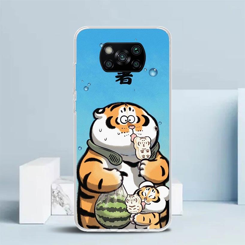 

Cartoon Fat Tiger Phone Case For Xiaomi Poco F7 Ultra X5 X6 X7 Pro M7 Redmi 15C 15 13C 13 12C 12 10C 10 10A 9 9C 9A 9T Cover Poc Redmi 10