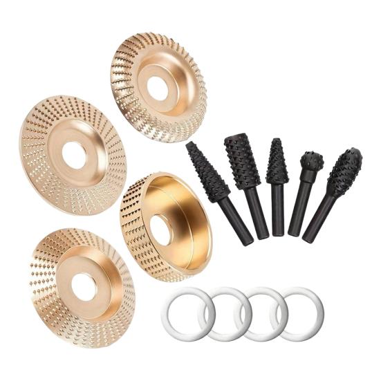 13/14Pcs Polishing Disc Wood Carving Set, Anti-Clogging Tooth Design Angle Grinder Polishing Pads for Woodworking Attachment