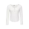 VERO MODA Women's Slim Fit Long Sleeve T-Shirt with Heart Buttons